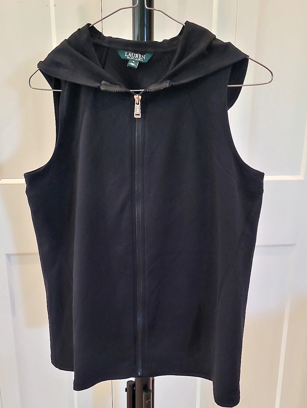 Lauren Ralph Lauren Black Hooded Vest Size Medium